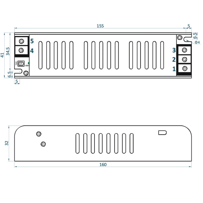 Rysunek techniczny zasilacza ADLS-60-12 marki ADLER